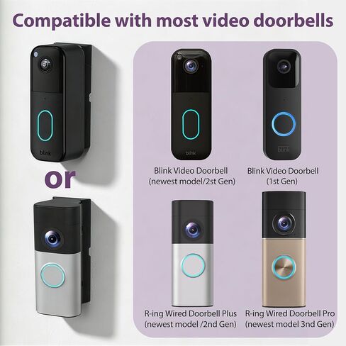 Adjustable Doorbell Angle Mount Compatible with R-ing Wired Doorbell Plus/Pro & Blink Video Doorbell, 0-45° Corner Mounting Bracket, Universal Left/Right Door Holder for Home & Apartment in Kuwait