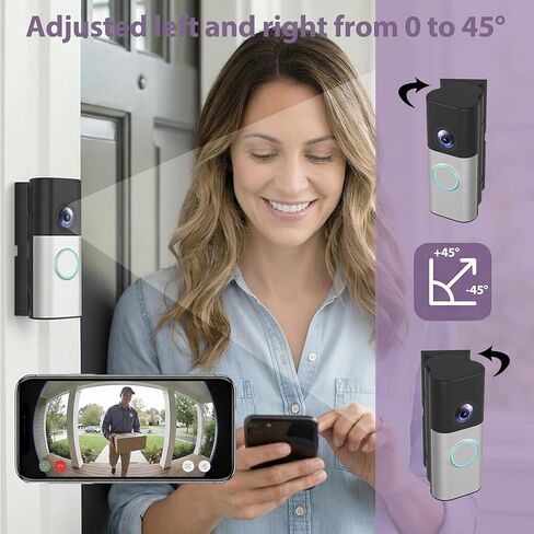 Adjustable Doorbell Angle Mount Compatible with R-ing Wired Doorbell Plus/Pro & Blink Video Doorbell, 0-45° Corner Mounting Bracket, Universal Left/Right Door Holder for Home & Apartment in Kuwait