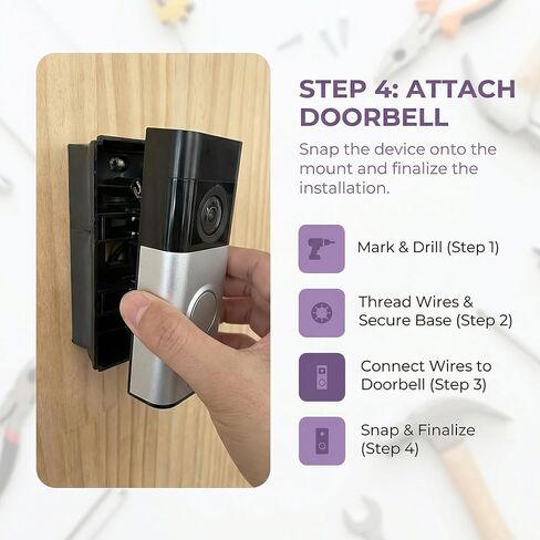 Adjustable Doorbell Angle Mount Compatible with R-ing Wired Doorbell Plus/Pro & Blink Video Doorbell, 0-45° Corner Mounting Bracket, Universal Left/Right Door Holder for Home & Apartment in Kuwait