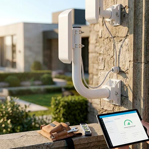 QWORK Universal Wireless Bridge Bracket Mount - 2-Pack قابل للتعديل 150 درجة J Pole Mount، متوافق مع AP Access Point Client CPE in Kuwait
