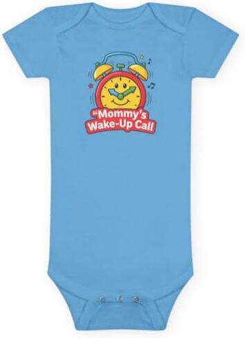 قطعة واحدة للأطفال من Mommy's Wake-Up Call، رسم مضحك لساعة المنبه، بدلة قصيرة الأكمام in Kuwait