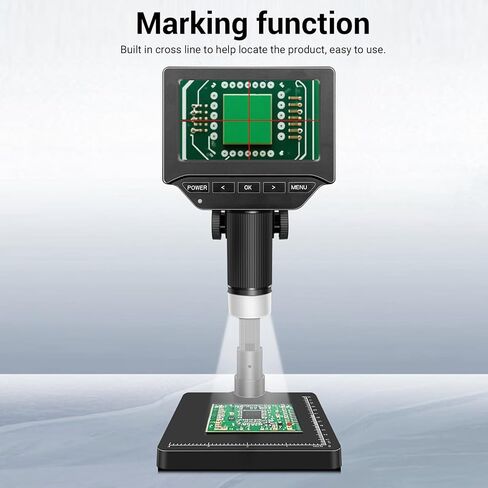 مجهر رقمي، شاشة LCD 4.3 بوصة، مجهر USB تكبير 1000x، 6 مصابيح LED قابلة للتعديل وتسجيل عالي الدقة لإصلاح الإلكترونيات in Kuwait