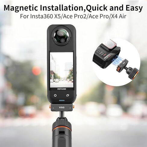 حامل ثلاثي عصا سيلفي ممتد مقاس 15.9 بوصة من VRIG لـ Insta360 Ace Pro2، مقبض عصا سيلفي مغناطيسية سريعة الإصدار، عمود مونوبود محمول 360 درجة لملحقات Insta360 X5/X4/ACE Pro/Ace in Kuwait