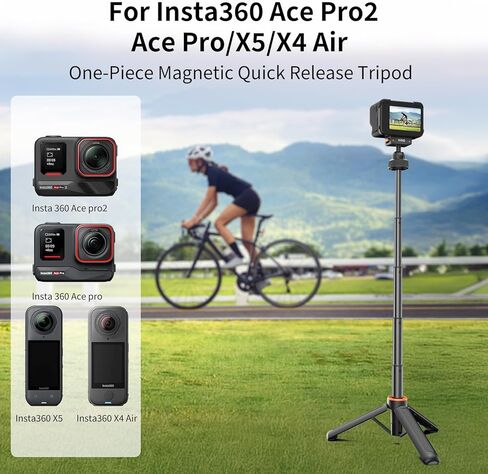 حامل ثلاثي عصا سيلفي ممتد مقاس 15.9 بوصة من VRIG لـ Insta360 Ace Pro2، مقبض عصا سيلفي مغناطيسية سريعة الإصدار، عمود مونوبود محمول 360 درجة لملحقات Insta360 X5/X4/ACE Pro/Ace in Kuwait