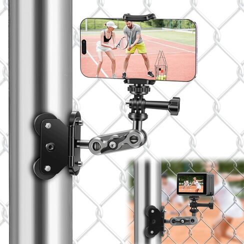 حامل سياج مغناطيسي EEEKit متوافق مع Mevo Start وGoPro وiPhone وكاميرات الحركة، حامل مزدوج ملولب 1/4 بوصة للبيسبول والكرة اللينة والتنس والتسجيل الرياضي in Kuwait
