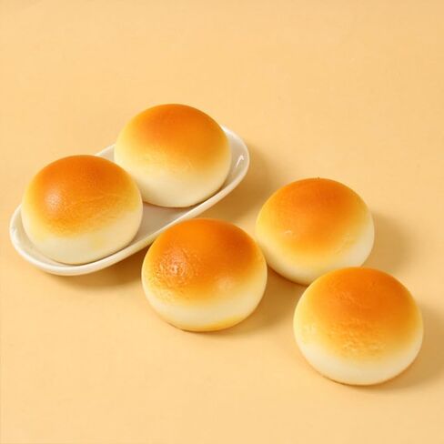 Toddmomy 4pcs Faux Bread Model Realistic Artificial Bread Decoration for Photography Props Bakery Displays Home Decor Pu Material Steamed Bun for Kitchen and Restaurant Use in Kuwait