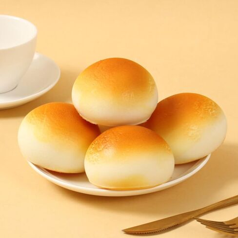 Toddmomy 4pcs Faux Bread Model Realistic Artificial Bread Decoration for Photography Props Bakery Displays Home Decor Pu Material Steamed Bun for Kitchen and Restaurant Use in Kuwait