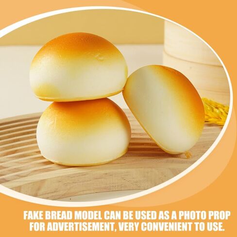 Toddmomy 4pcs Faux Bread Model Realistic Artificial Bread Decoration for Photography Props Bakery Displays Home Decor Pu Material Steamed Bun for Kitchen and Restaurant Use in Kuwait