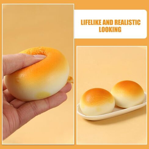 Toddmomy 4pcs Faux Bread Model Realistic Artificial Bread Decoration for Photography Props Bakery Displays Home Decor Pu Material Steamed Bun for Kitchen and Restaurant Use in Kuwait