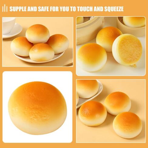 Toddmomy 4pcs Faux Bread Model Realistic Artificial Bread Decoration for Photography Props Bakery Displays Home Decor Pu Material Steamed Bun for Kitchen and Restaurant Use in Kuwait