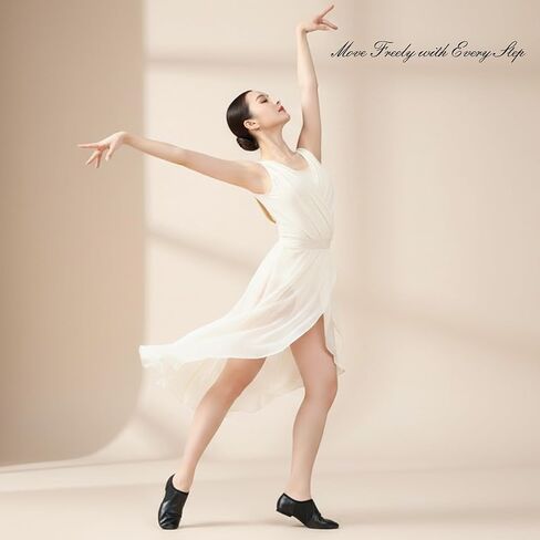 Jazz Shoes,PU Leather Slip-On Dance Shoes with Split Sole, Low Heel for Women and Men in Kuwait