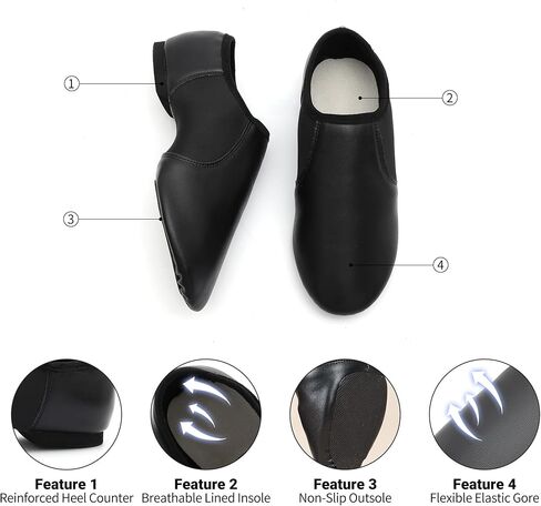 Jazz Shoes,PU Leather Slip-On Dance Shoes with Split Sole, Low Heel for Women and Men in Kuwait