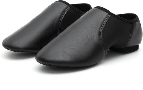 Jazz Shoes,PU Leather Slip-On Dance Shoes with Split Sole, Low Heel for Women and Men in Kuwait