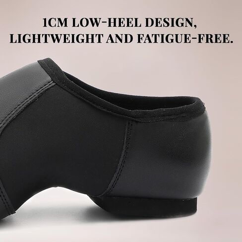 Jazz Shoes,PU Leather Slip-On Dance Shoes with Split Sole, Low Heel for Women and Men in Kuwait
