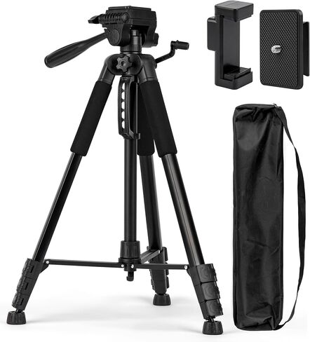 حوامل ثلاثية القوائم للكاميرا مقاس 72 بوصة، حوامل ثلاثية احترافية محمولة لتسجيل فيديو DSLR، حامل ثلاثي القوائم للهاتف المحمول خفيف الوزن للسفر أسود مع رأس 360 درجة in Kuwait