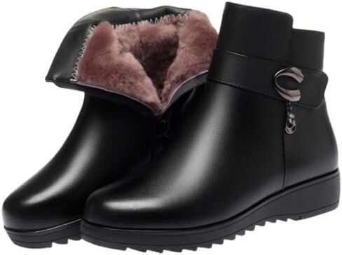 Women's Winter Snow Boots with Plush & Thick Rubber Sole Warm Traction Shoes for Ice, Snow Casual Outdoor Winter Foot in Kuwait