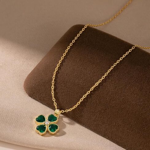 SLUYNZ Solid 925 Sterling Silver CZ Green Clover Necklace for Women Teens Love Four Leaf Clover Necklace Chain for St. Patrick's Day in Saudi Arabia
