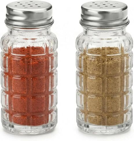 Top Kitchen Nostalgia Retro Style Glass Salt and Pepper Shakers with Stainless Steel Tops - 2 Pack in Kuwait