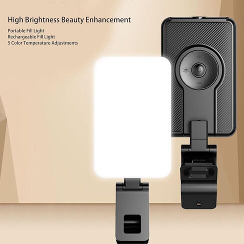 Yunseity Fill Video Conference Light, 3000-6500K, 5 Lighting Modes, 360° Rotation, Rechargeable Selfie Light for Laptop Vlog with Phone, for Photographers, Remote Workers in Kuwait