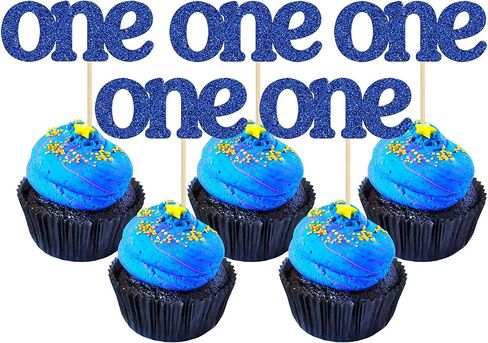 24Pcs One Cupcake Toppers Glitter Baby First Birthday Party Cupcake Food Picks Decorations for Baby Shower Boys Girls Kids 1st Birthday Party Cake Decorations Supplies Pink in Saudi Arabia