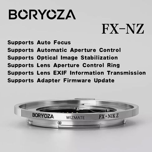 BORYOZA FX-Z Auto Focus Adapter Compatible with Fujifilm X-Mount Lens to Nikon Z Mount Cameras Zf Z9 Z8 Z7 Z6 Z6III Z7II Z6II Z5 Z50 Z30 ZFC in Kuwait