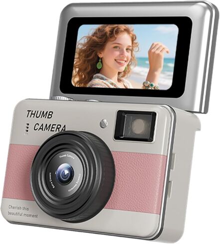 Mini Keychain Camera, 1.47 Inch Flip Screen 68MP 4K Video Recorder Portable Travel Digital Camcorder with CMOS Stabilization LED Light for Travel Vlog Night Shots (Orange) in Kuwait