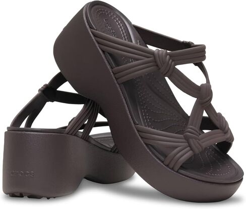 Crocs Women's Brooklyn Knot Sky Wedge Platform Sandals, Espresso Knot, 9 in Kuwait
