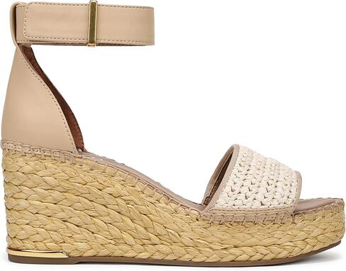 Franco Sarto Women's Clemens Espadrille Wedge Sandal Natural Beige Raffia 5.5 M in Kuwait