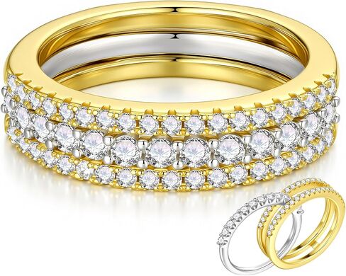 MOOSEA Moissanite Rings for Women 14K Gold Plated 925 Sterling Silver Wedding Band Engagement Rings for Women Anniversary Promise Ring Womens Wedding Bands Silver Jewelry Gifts in Saudi Arabia