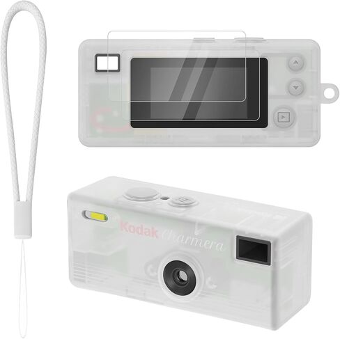 Case for Kodak CHARMERA Keychain Digital Camera with 2 Pack Screen Protectors & Lanyard, Anti-Scratch Soft Silicone Protective Cover Accessories for Kodak Keychain Camera Case - Transparent in Kuwait