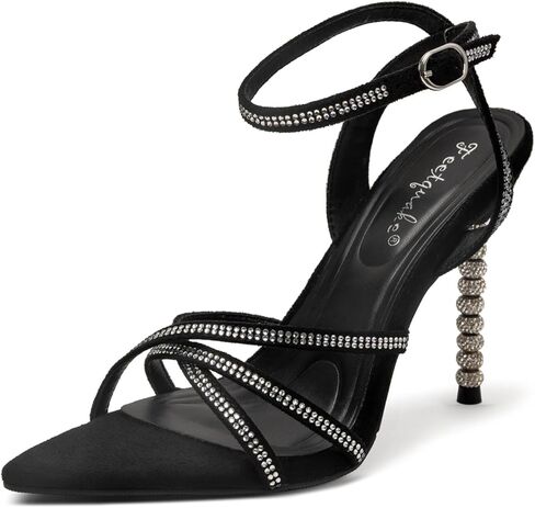 Women's 4-inch Open-Toe Stiletto Sandals, Pointed-Toe High-Heel Sandals, Women's Ankle-Strap High-Heel Sandals, Kitten-Heel Sandals—Perfect for Weddings, Parties, and Everyday Wear in Saudi Arabia