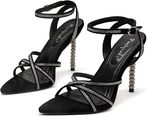 Women's 4-inch Open-Toe Stiletto Sandals, Pointed-Toe High-Heel Sandals, Women's Ankle-Strap High-Heel Sandals, Kitten-Heel Sandals—Perfect for Weddings, Parties, and Everyday Wear in Saudi Arabia