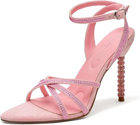 Women's 4-inch Open-Toe Stiletto Sandals, Pointed-Toe High-Heel Sandals, Women's Ankle-Strap High-Heel Sandals, Kitten-Heel Sandals—Perfect for Weddings, Parties, and Everyday Wear in Saudi Arabia
