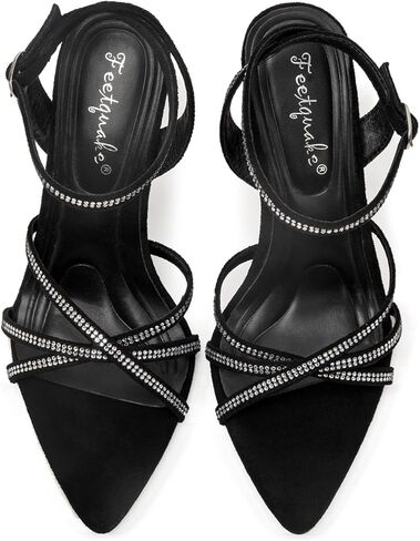 Women's 4-inch Open-Toe Stiletto Sandals, Pointed-Toe High-Heel Sandals, Women's Ankle-Strap High-Heel Sandals, Kitten-Heel Sandals—Perfect for Weddings, Parties, and Everyday Wear in Saudi Arabia
