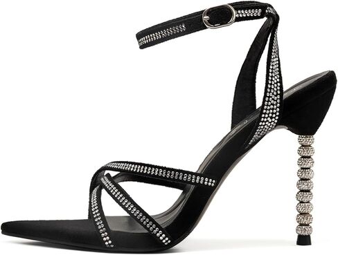 Women's 4-inch Open-Toe Stiletto Sandals, Pointed-Toe High-Heel Sandals, Women's Ankle-Strap High-Heel Sandals, Kitten-Heel Sandals—Perfect for Weddings, Parties, and Everyday Wear in Saudi Arabia