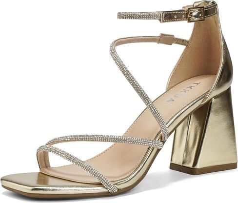 Women's Rhinestone Strap High Heel Sandals, Square Toe, 3.15 Inch Chunky Heel in Saudi Arabia