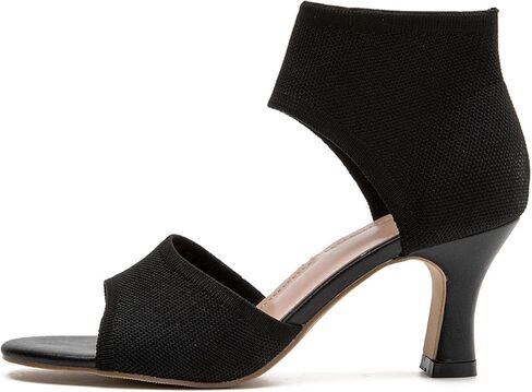 Womens Knit Sandals Elastic Peep Toe Booties 3 Inch Block Heeled Sandals Stiletto for Date and Office US5-11 in Saudi Arabia