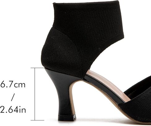 Womens Knit Sandals Elastic Peep Toe Booties 3 Inch Block Heeled Sandals Stiletto for Date and Office US5-11 in Saudi Arabia