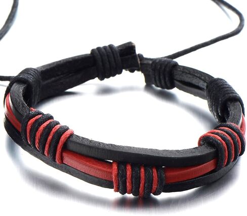 Hand-Made Mens Braided Leather Bracelet Genuine Leather Wristband Wrap Bracelet in Saudi Arabia