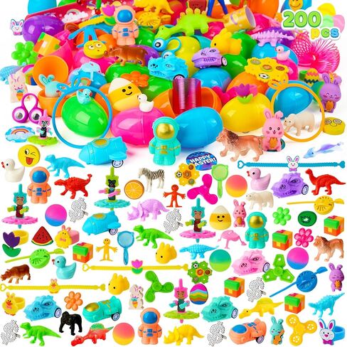 Joyin 200 PCS Easter Prected Eggs مع ألعاب متنوعة لأحشاد سلة عيد الفصح ، وإمدادات الصيد البيض ، وجوائز الفصول الدراسية ، وصالح الحفلات in Saudi Arabia