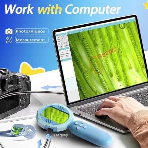 EBTOOLS Digital Microscope, 2 Inch IPS HD Screen with 8 LED Lights and 4X Digital Zoom, Portable Handheld Microscope for Science Exploration in Kuwait
