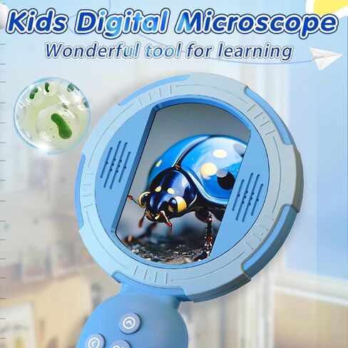 EBTOOLS Digital Microscope, 2 Inch IPS HD Screen with 8 LED Lights and 4X Digital Zoom, Portable Handheld Microscope for Science Exploration in Kuwait