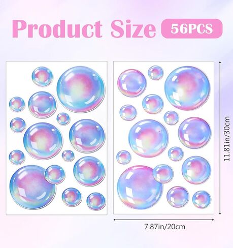 4 Sheets Bubble Stickers, Removable & Waterproof Kid Bathroom Decor, Safe for Kids Room, Bathroom & Party (Colorful) in Kuwait
