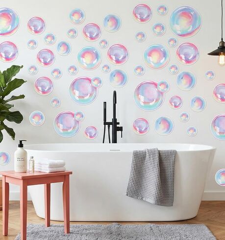 4 Sheets Bubble Stickers, Removable & Waterproof Kid Bathroom Decor, Safe for Kids Room, Bathroom & Party (Colorful) in Kuwait