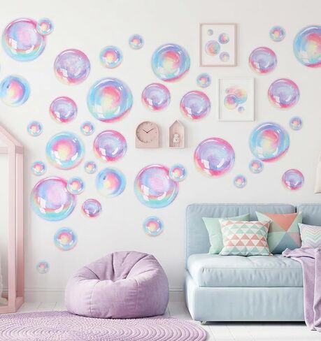 4 Sheets Bubble Stickers, Removable & Waterproof Kid Bathroom Decor, Safe for Kids Room, Bathroom & Party (Colorful) in Kuwait