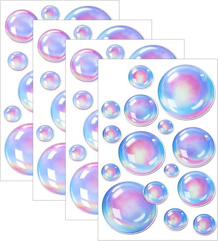 4 Sheets Bubble Stickers, Removable & Waterproof Kid Bathroom Decor, Safe for Kids Room, Bathroom & Party (Colorful) in Kuwait