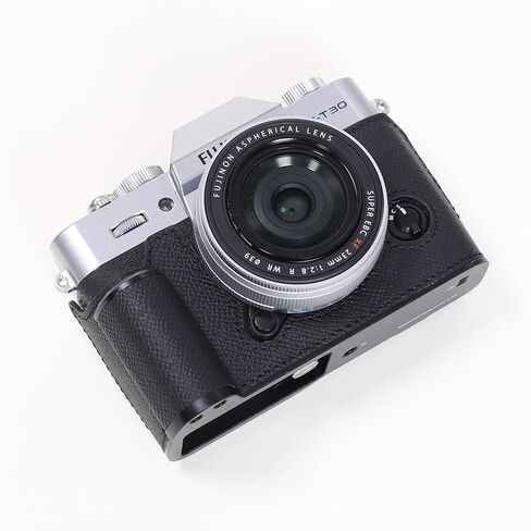 Camera Genuine Leather Half Case ，Compatible with FUJIFILM Fuji X-T30 I II III ，Cowhide Camera Bag - Full-Grain Leather Body with Solid Aluminum Base Plate (Black) in Saudi Arabia