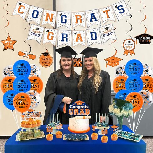 JOYMEMO Teal Graduation Party Decorations 2025, Congrats Grad Banner Cake Topper with Cupcake Toppers, Class of 2025 Hanging Swirls, Black Turquoise Graduation Party Supplies in Saudi Arabia