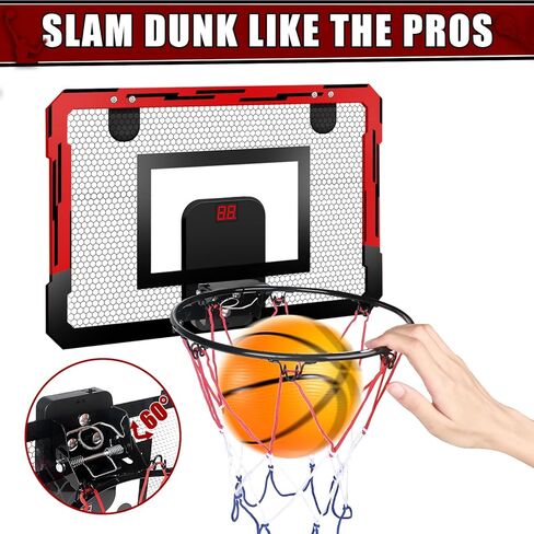 حقق نتيجة كبيرة مع طوق كرة السلة الصغير الداخلي والخارجي - لوحة النتائج الإلكترونية وكرتين متضمنتين، هدايا لعبة مثالية للأولاد النشطين الذين تتراوح أعمارهم بين 3 4 5 6 7 8 9 10 11 12 in Kuwait