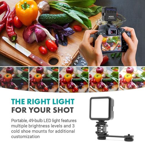 Movo iVlog1 Smartphone Video Vlogging Bundle with Supercardioid Microphone, Mini and Fullsize Tripods, LED Camera Light, Wide-Angle Lens External Microphone for iPhone and Android… in Kuwait